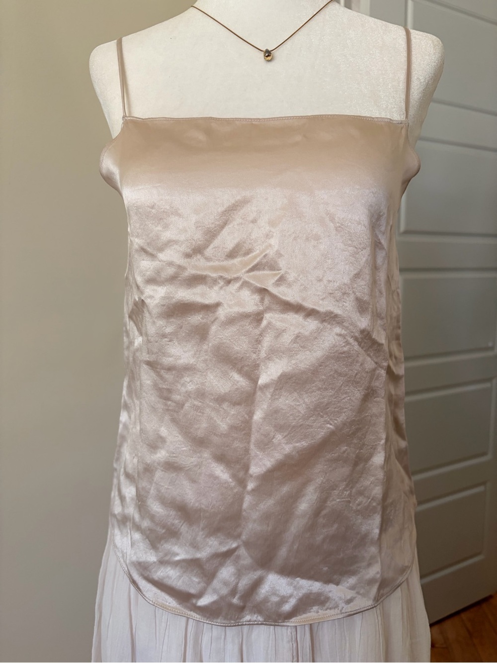 ❤ Free Add-On: Babaton Champagne Satin Sleeveless Blouse Top
